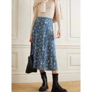 Reformation Zoe Avery Blue Floral Midi Skirt